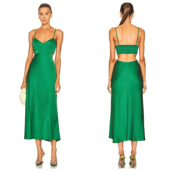 A.L.C. Blakely Cutout Satin Dress Spruce Green - Picture 1 of 11